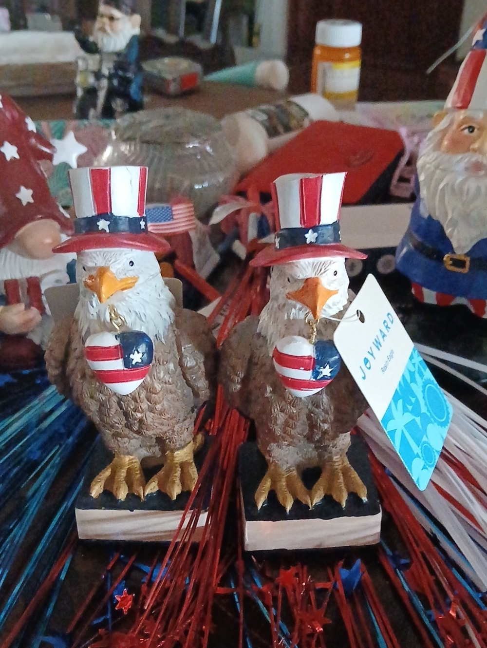 Patriotic Eagle Figurine Set - Red, White, Blue